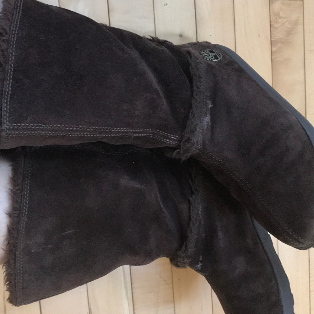 Timberland brown fur lined snow boots
